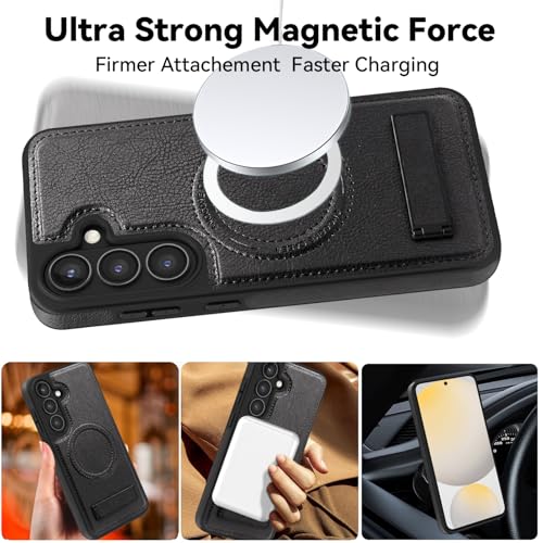 Image of Lunivop for Samsung Galaxy S24 FE Case 6.7 inch PU Leather Black
