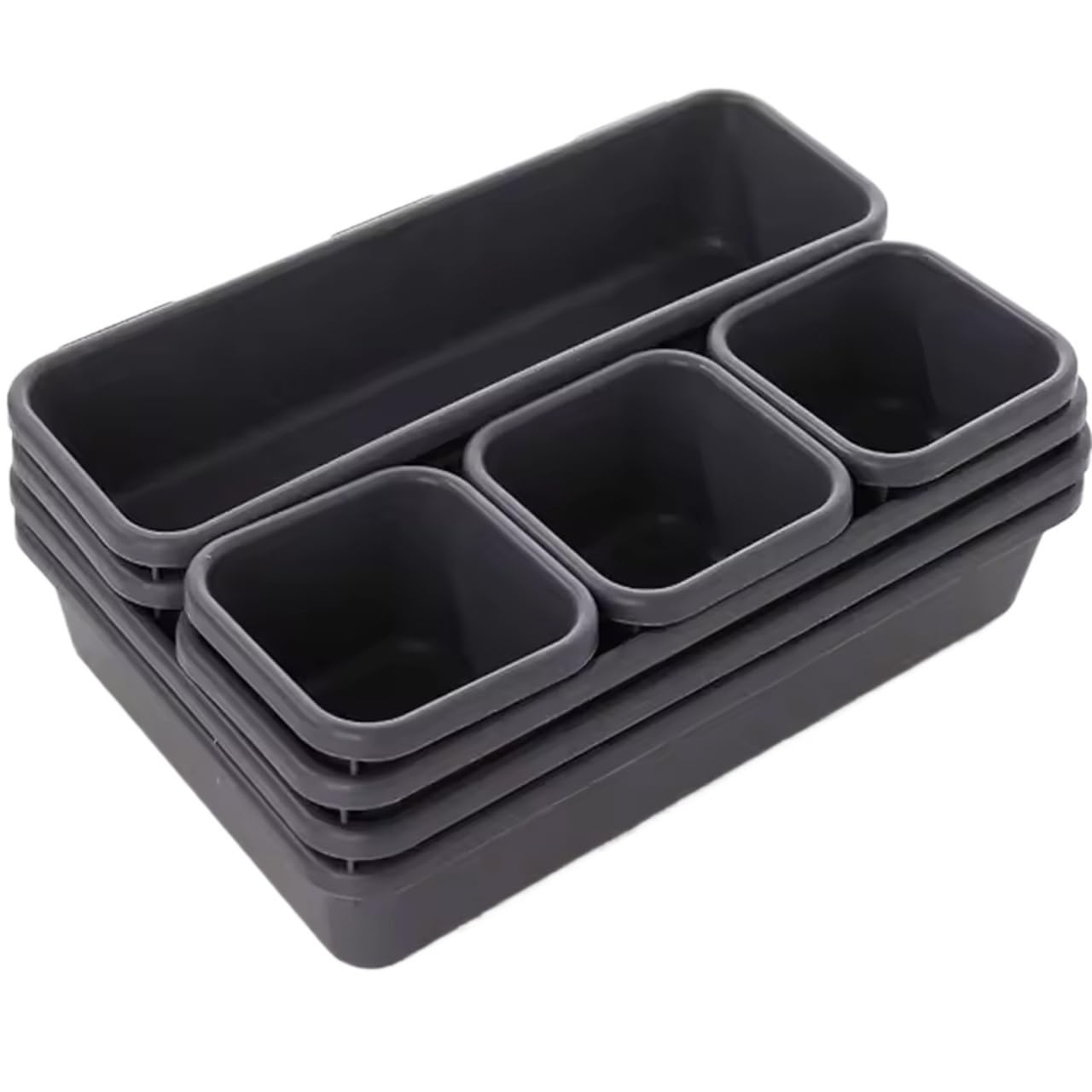 Bghyjkol Dark Grey Drawer Organiser 8Pcs/Set Adjustable Drawer Organizer Box