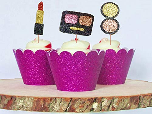 Jevenis Make Up Cupcake Toppers Spa Cupcake Toppers Cosmetics Cupcake Toppers For Make Up Parties Spa Party Decor Make-Up Birthday Cupcake Toppers For Salon Glam Birthday #TOP2