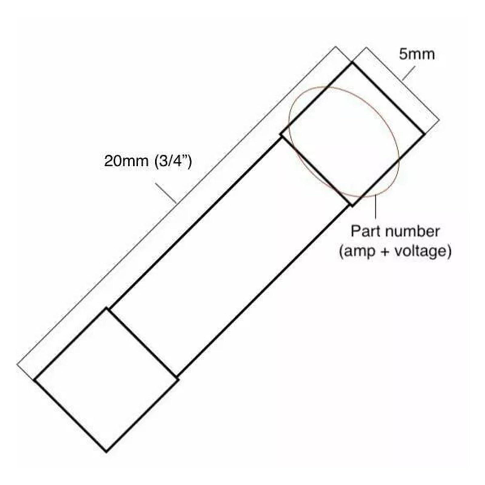 5 szt. 3/16" x 3/4" (5 20 mm) 15 A 250 V bezpiecznik szklany