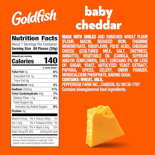 Goldfish Baby Cheddar Cheese Crackers, 7.2 Oz Bag - image 2