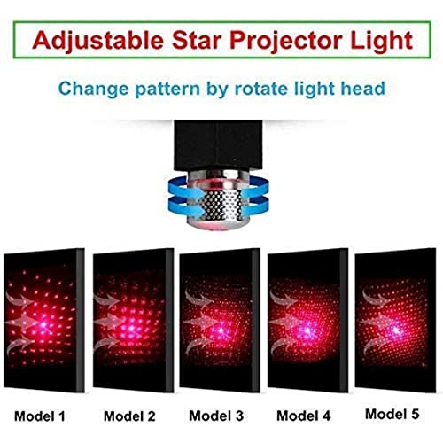Image of Auto Roof Star Projector Lights, USB Portable Adjustable Flexible Interior Car Red Night Lamp Decorations with Romantic Galaxy Atmosphere fit Car, Ceiling, Bedroom, Party and More