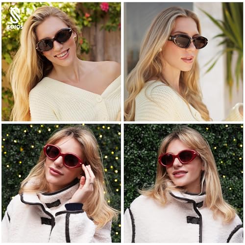 SOJOS Retro Polarized Large Oval Sunglasses Womens Mens Trendy UV400 Sun Glasses 80s 90s Shades SJ23652