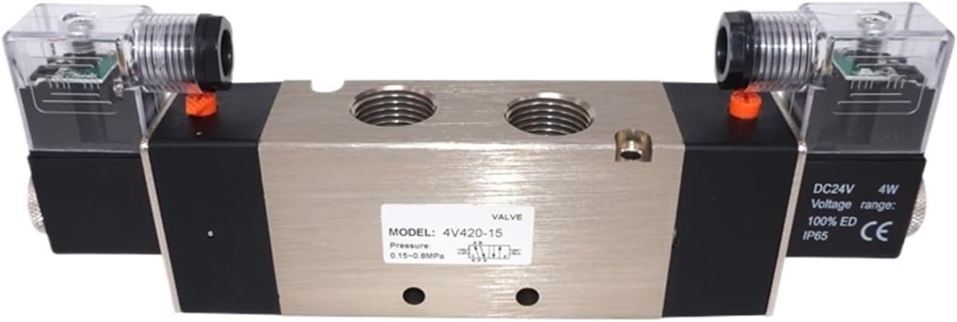 1PCS 4V420-15 pneumatic flow adjustment solenoid valve 5-way 2-position solenoid valve DC24V DC12V AC380V AC110/220V(12mm fittings,4V420-15 DC12V)