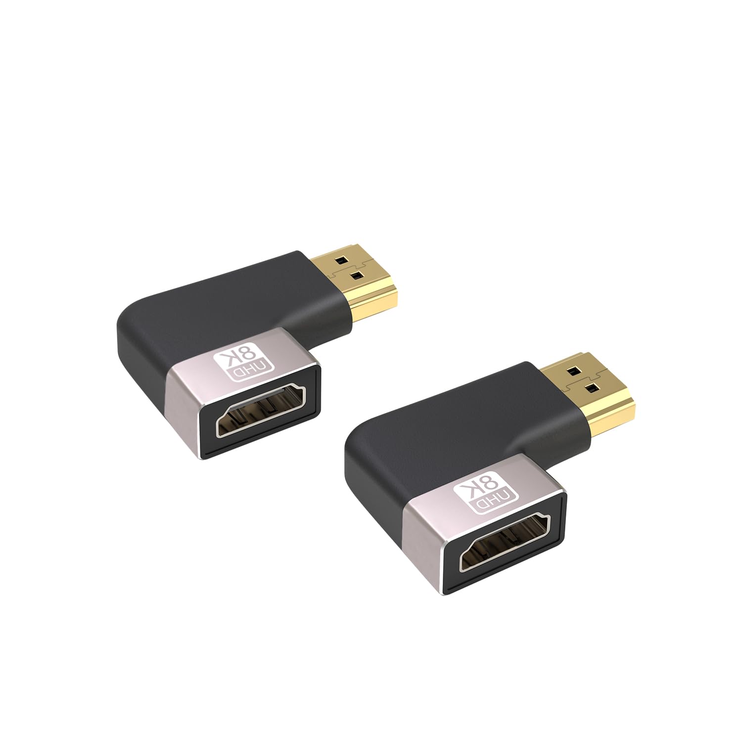 SOMDARHK 8K HDMI Adapter Left Angle - 2-Pack 90 Degree L-Shaped HDMI Male to Female Connector Supports 8K@60Hz 4K@120Hz, Compatible with Monitor