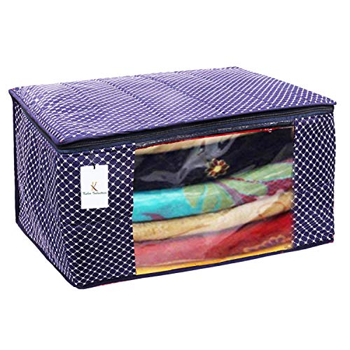 Image of Kuber Industries Cotton 2 Pieces Three Layer Quilted Extra Large Saree Cover (Blue)-CTKTC13481
