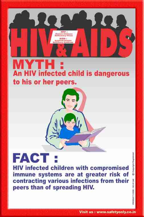 HIV & AIDS Awareness Educational Wall Art Poster | Myth vs Fact – HIV Infected Children & Peer Safety | Health Awareness Wall Decor for Schools, Hospitals & NGOs (2x3 Feet, Star Flex - Unframed)-image-37