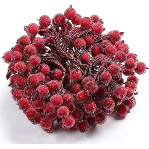 100 Pack Artificial Dark Red Holly Berries Cover