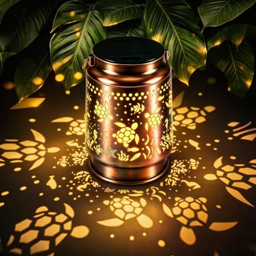 Turtle Solar Lanterns Outdoor Lights, Birthday Gifts for Women Mom Grandma, Turtle Garden Decor, Hanging Solar Lights Outside Decorative, Solar Powered Lanterns for Yard Patio Path Backyard Porch