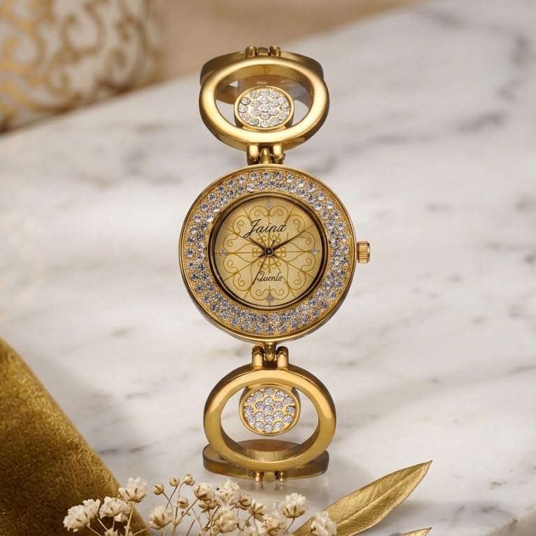 Image of jainx Premium Bracelet Style Chain Analog Wrist Watch for Women (Golden /Rose Gold Color)