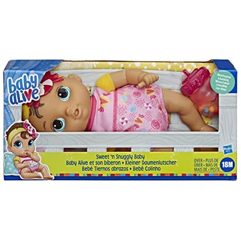 Baby Alive Sweet ‘n Snuggly Baby, Soft-Bodied Washable Doll, Includes Bottle, First Baby Doll Toy for Children 18 Months Old and Up, Multicolor, E7599 Cover