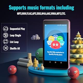 Lecteur MP3 pour Enfants avec Spotify, Audible, Amazon Music, Libby, Lecteur Musical pour Enfants avec écran IPS de 4,0 Pouces, capacité allant jusqu'à 512 Go (Rose)