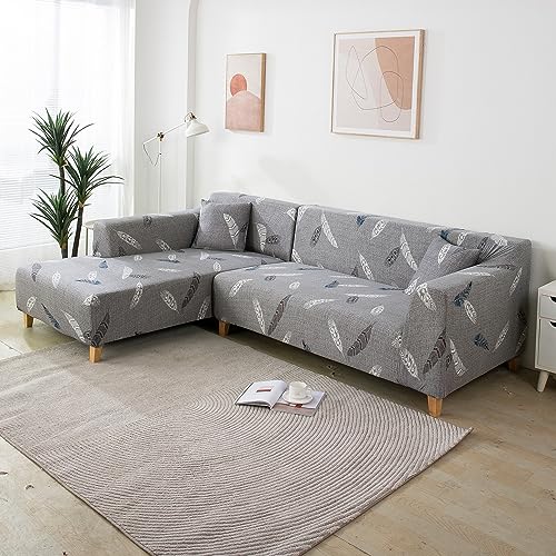 Image of HOKIPO Polyester Stretchable Cushion Cover for Sofa 16 inch x 16 inch, Pack of 4 (AR-4098-D1*4), Grey
