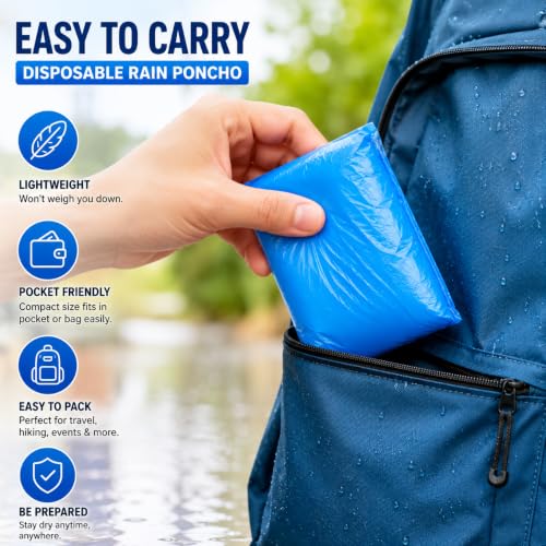 Image of AAYAT SMYKKER Disposable Rain Poncho (Pack Of 4) Waterproof Emergency Rain Coat with Hood for Men & Women | Lightweight Foldable Emergency Rain Wear | Travel, Trekking & Outdoor Use |