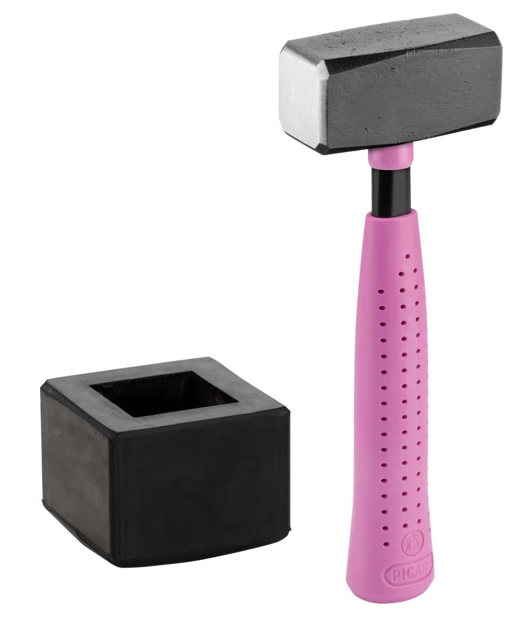 PICARD Fäustel con inserto in gomma RS Pink Edition | Fäustel Hammer 1250 g | Martello per pavimentazione con 1 componente manico in acciaio C45 | DIN 6475 VPA/GS | Utensili manuali per costruzione e
