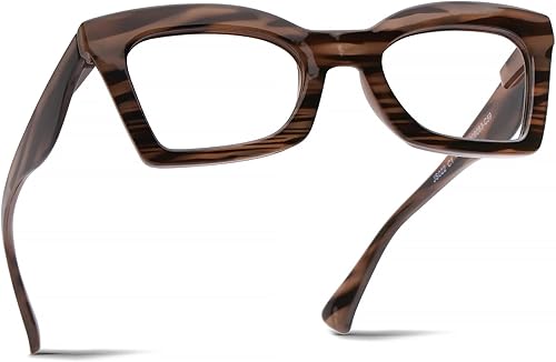 AQWANO Gafas de lectura de computadora de gran tamaño para mujer, bloqueo de luz azul, diseño de ojo de gato, con bisagra de resorte, patrón negro,