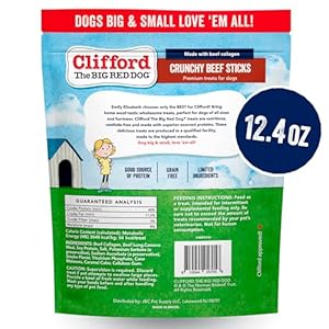 Clifford® crunchy beef sticks for dogs | healthy dog treats small dogs all breed sizes | real collagen beef dog treats grain and rawhide free natural dog treats  limited ingredients 24 count   cucciolini doodles