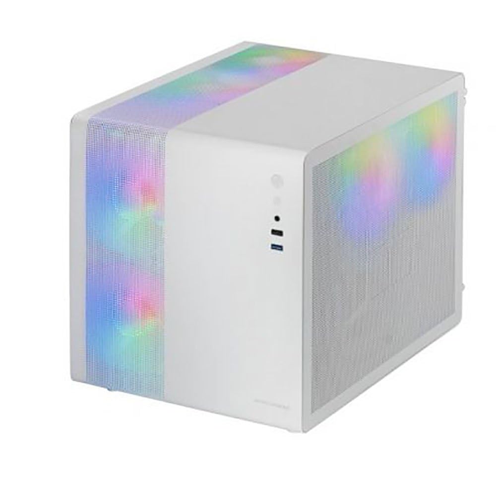 Mars Gaming MC-400, Caja Gaming Compacta Micro-ATX, Ventana Lateral Completa Cristal Templado, 3X Ventiladores FRGB 120mm, Panel Lateral Completo Mesh, Blanco — view 5
