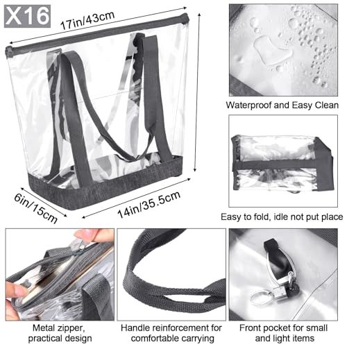 Image of Silkfly Clear Tote Bags Bulk, PVC Shoulder Handbag, Security Approved See Through Bag with Zipper Closure for Work