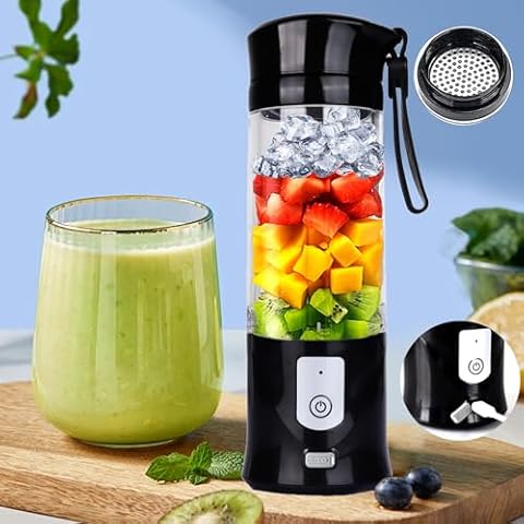 Portable Personal Blender,13OZ Cordless Juicer Cup,Serrated 6 Blade,with Filter,USB Rechargeable and Self Cleaning,Ideal for Smoothies,Ice Blending,Juicing, Mini Blender for Travel Sports Outgoing Cover