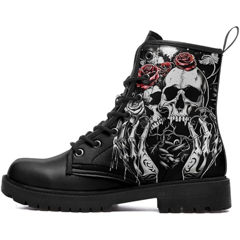 Coolcustomize Gothic Skull Combat Boots Cover