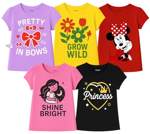 Image of Kid Girls Cotton T Shirts Regular Tops for 2 Year to 11 Years Pack of 5