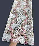 Vsadsau 5Yards Heavy Embroidered Guipure Lace Textured Cotton Cord Cupion Fabric for Sewing Dresses White pnnrk 5yard