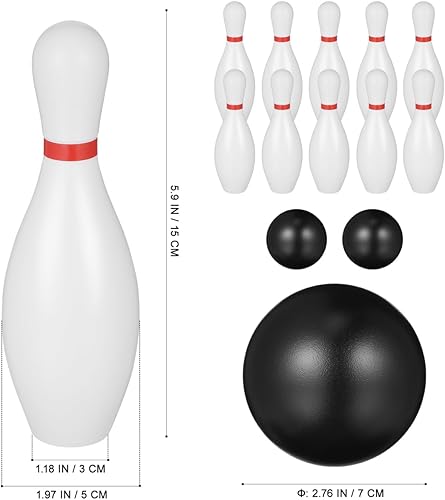 Miniatura 2 de STOBOK Juego de bolos para niños con 10 pines de plástico y 2 bolas, juguete deportivo para interiores y exteriores, juguetes educativos para