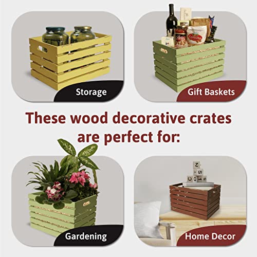 Wald Imports - Set Of 3 Red, Green & Gold Wooden Crates For Storage - Decorative Wooden Crate Set For Home Decoration & Display - Vintage Storage For Household Goods #TOP1