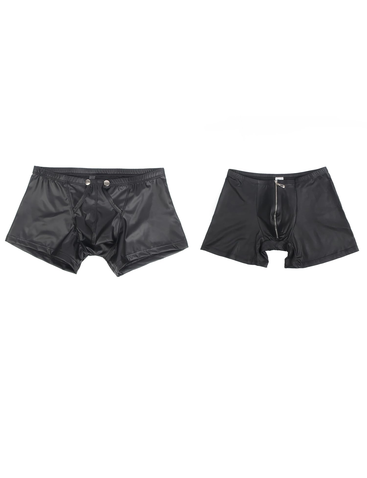 Boxer hombre cuero PU negro calzones elastico cremallera XL 8