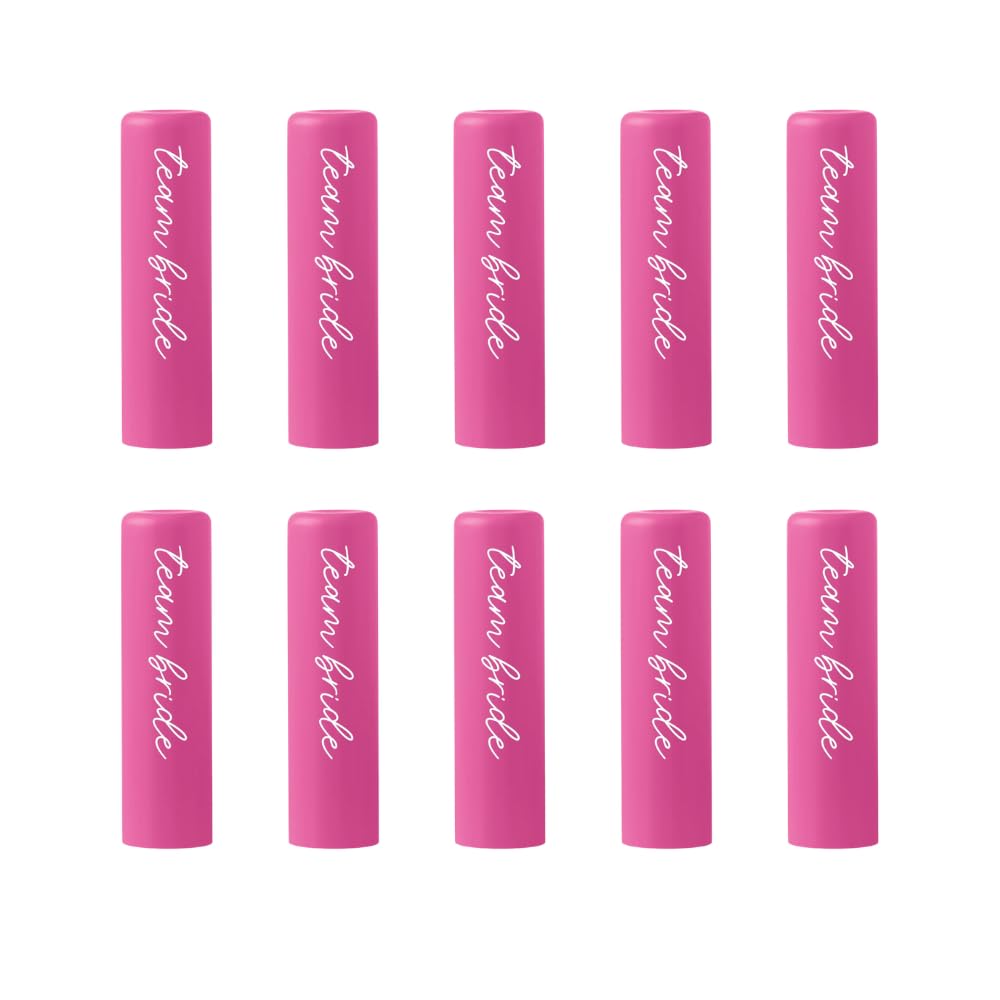 eBuyGB Pack of 10 Team Bride Lip Balm, Pink & White Themed Hen Do, Hen Party Favours, Bachelorette Accessories, Bridal Party Bag Filler, Lip Balm Bride to Be (Pink - Team Bride)