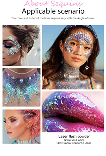 Face Glitter Gel,Body Glitter Gel,Chunky Glitter For Face Body Hair Nails Eyeshadow Holographic Cosmetic,Festival Glitter Makeup,50Ml (#06 White + #02 Gold) #TOP4