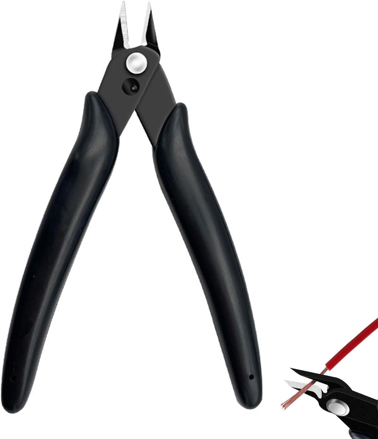 Micro Wire Cutter, Precision Small Side Cutters, Jewellery Pliers with Non-Slip Soft Black Handle, Flush Cutters, for Electrical, Homes, Craft, Jewellery, 3D Print Models,Plastic Models (Black)