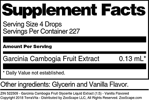 Miniatura 5 de TerraVita Garcinia Cambogia Frutas Glicerita Extracto Líquido (15) - Sabor Vainilla (1 oz, ZIN 522509)