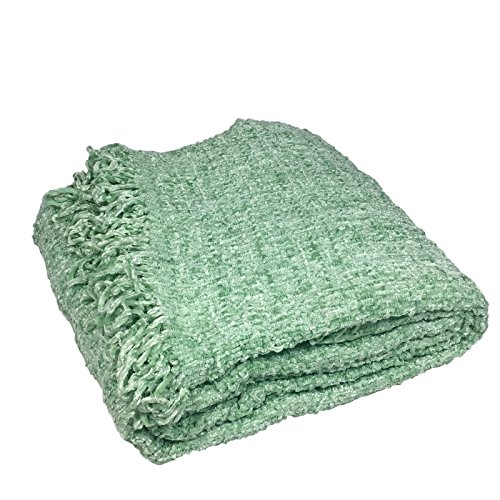 Just Contempo - Manta (Chenilla y Lana, 150 x 200 cm), poliéster, Verde Pastel, 150 x 200 cm