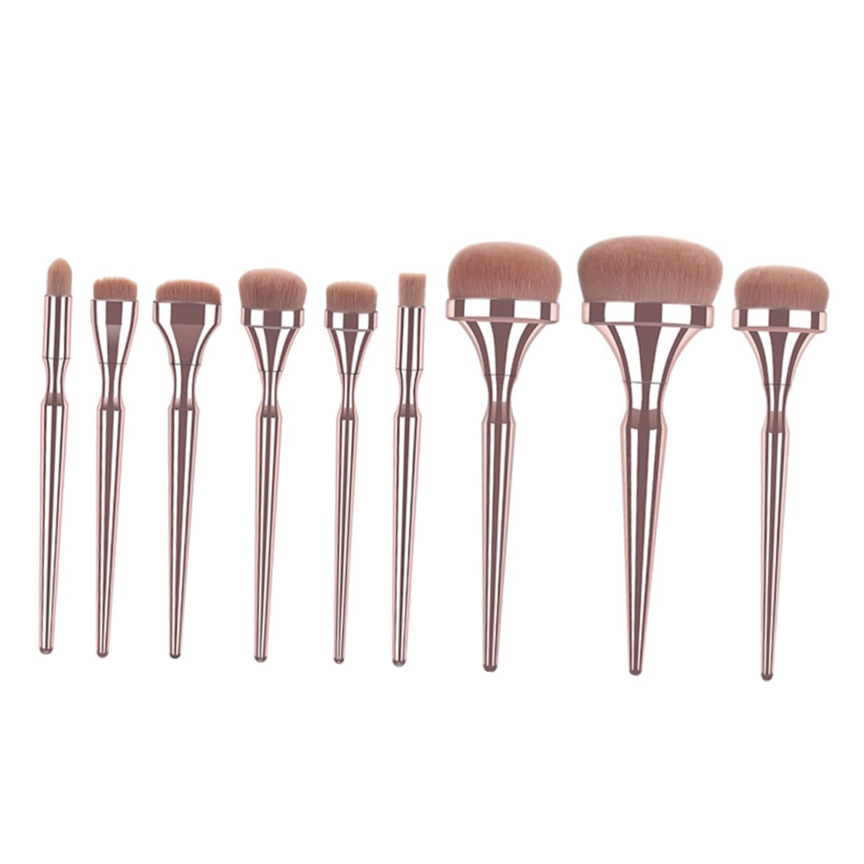 Set di 9 Pennelli Make Up Professionali in Nylon e Plastica Setole Dense per Applicazione Uniforme, per Uso Quotidiano