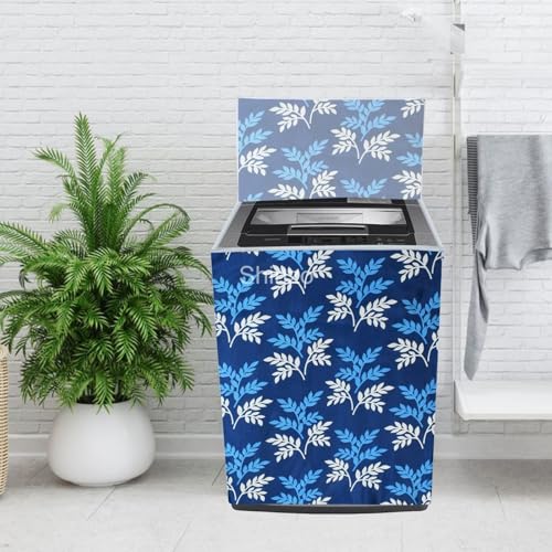 Image of WOAH Top Load Fully Autometic Washing Machine Cover Compatible With ifb samsung bosch whirlpool haier lg and All Brand Universal Size 7kg | 7.5kg | 8kg (Blue Leaf) D
