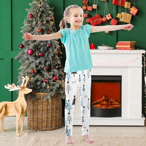 Girls' Leggings Star Forest Deer Spruce Tree Ankle Length Printed Leggings Comfort Pants for Kids 4-10 Years3