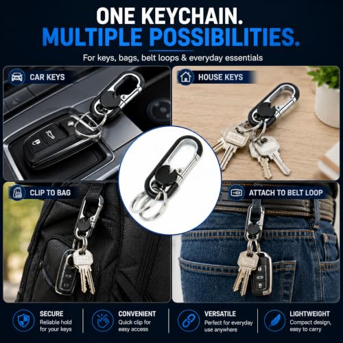 Image of Storite Heavy Duty Metal Carabiner Keychain with Swivel Key Ring, Premium Key Holder for Car, Home & Office Keys