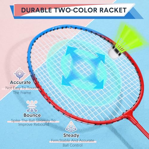 Image of 12 Pack Badminton Rackets Set Including Badminton Racquets, Nylon Shuttlecocks and Carry Bag for Outdoor Backyard Games Beginners