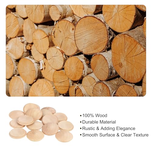 Image of uxcell 20Pcs Wood Button Plugs, 30mm /1.18 inch Hardwood Screw Hole Plug Mushroom Wooden Caps Buttons Wood Plug for Furniture Woodworking Craft Decor (35mm x 30mm)
