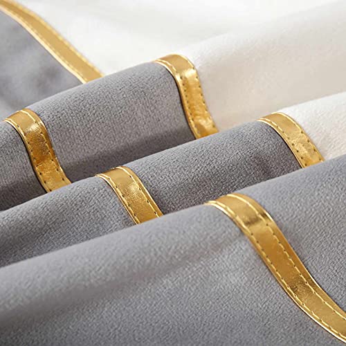 Wacomeco Velvet Throw Pillow Covers - Soft Decorative Cushion Covers Cases With Gold Leather For Sofa Bedroom Livingroom Car, 18 X 18 In, Grey And White #TOP5