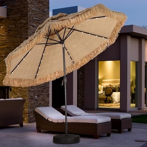 GDY 9 FT Hula Thatched Tiki Umbrella, Hawaiian Style Beach Patio Umbrellas, for Patio, Garden, Beach, Pool. Cover