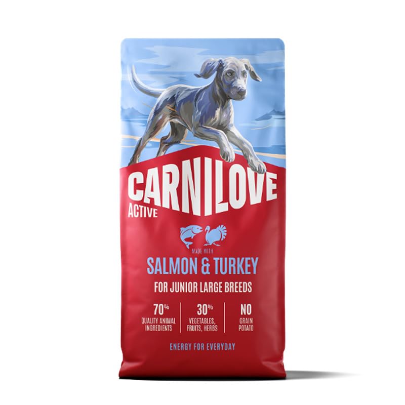 Carnilove Active Saumon & Turkey Junior Grande Race Croquettes pour Chien 4 kg