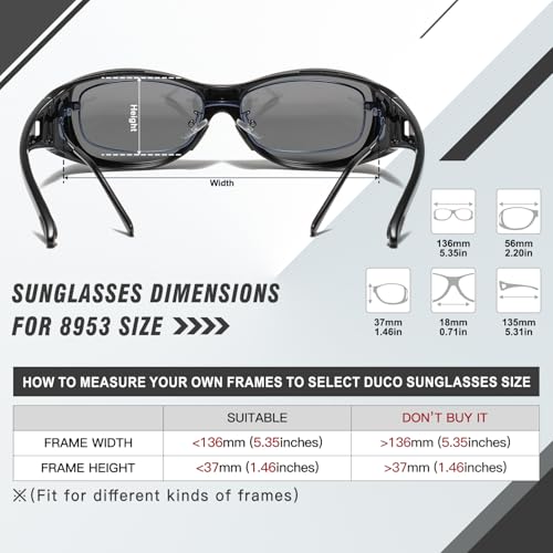 DUCO Wraparound Fitover Glasses Polarized Wear Over Sunglasses for Men Women UV Protection Sun Glasses Driving 89534