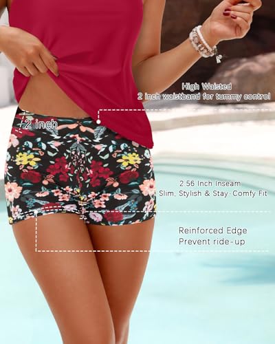Aqua Eve Women's Two Piece Tankini Swimsuit with Shorts - Flowy Tummy Control Bathing Suit with Scallop Trim 20253