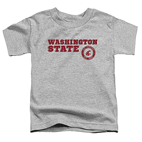 Washington State University Official Block Text Unisex Toddler T Shirt,Athletic Heather, 2