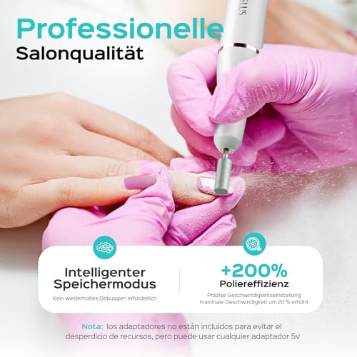 COSLUS Nagelfräser Kabellos Tragbar für Gelnägel: elektrische Nagelfeile stufenloser Geschwindigkeitsregelung für Maniküre Pediküre und Acrylnägel Plastik Nail Drill für Anfänger & Nagelstudio Zuhause