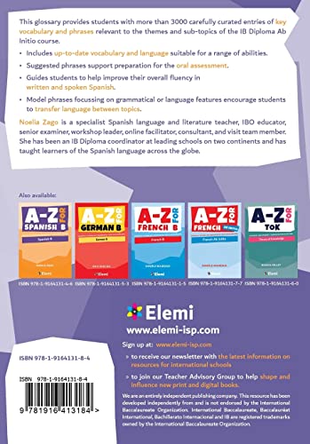 A-Z for Spanish Ab Initio: Essential vocabulary organized by topic for IB Diploma (English and Spanish Edition) - Image 2