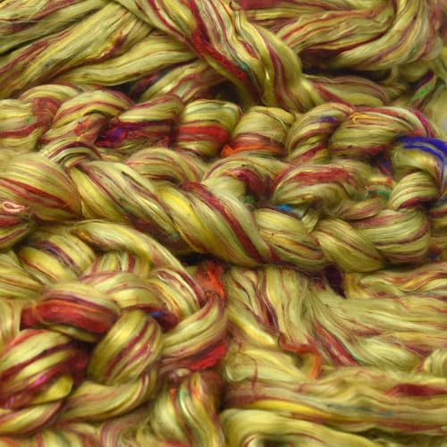 Image of Combed Top Roving. Limited Edition Fiber for Spinning, Needle Felting, Wet Felting, Weaving and Crafting. Fancy, Colorful, Exotic Designer Blend, Spring Flowers